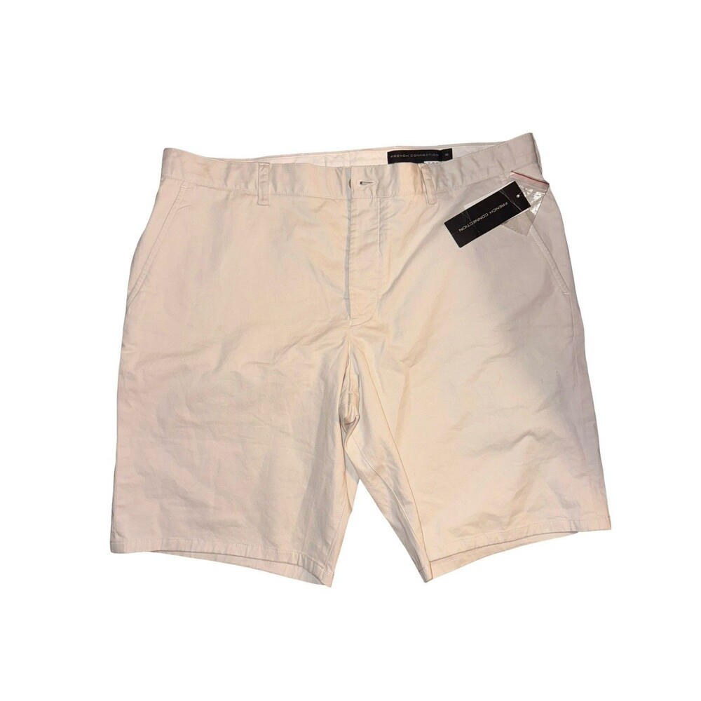 French Connection White Shorts Men 38 Flat Front Casual Cotton Shorts NWT
